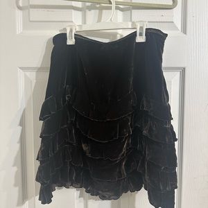 Ann Taylor Loft Brown Frill Skirt